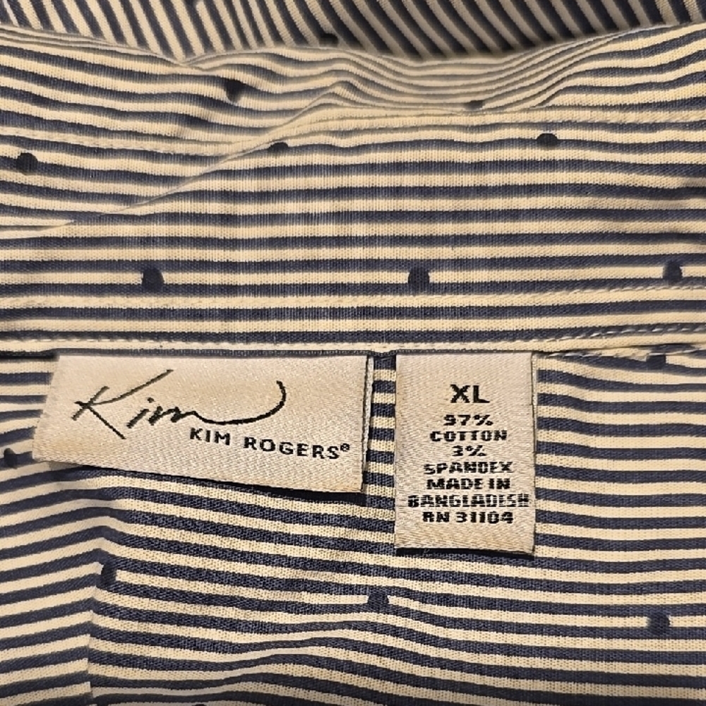 Kim Rogers Blue Striped Long Sleeve  Button Down Shirt XL - Picture 2 of 5